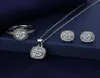 Elegante Lab Diamanten Sieraden set 925 Sterling Zilver Party Trouwringen Oorbellen Ketting Voor Vrouwen Belofte Moissanite Sieraden8280400