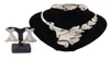 Afrikanisches Schmuckset für Frauen, blätterförmige Halskette, Armreif, Ohrringe, Ring, luxuriöses Dubai-Goldschmuck-Set3048015