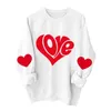 여성용 후드 발렌타인 데이 스웨터 레이디 귀여운 사랑 인쇄 티셔츠 느슨한 딱딱한 롱 슬리브 승무원 목구멍 면화 여름 상판 카미솔