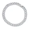 S925 sterling silver new micro inlaid full diamond Cuban chain bracelet, unisex European and American hip-hop silver jewelry