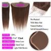 Tissage en lot brésilien naturel lisse brun chocolat avec Closure, cheveux de bébé, avec Closure