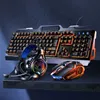 Keyboards V2g5 Gaming Mechanical Handle Metal Keyboard Mouse Headset Usb Cable 3pieces/set for Esports Player Free Mousepad J240117