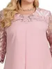 Plus size vestidos de verão para as mulheres 2023 bordado floral retalhos vestido formal solto festa de casamento banquete roupas de baile 240116