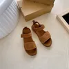 2024 nuovi sandali con piattaforma a una linea donna piatti con punta aperta nastro magico casual casual scarpe casual romane tendenza donna