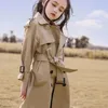 2024 Spring Autumn Cotton Teen Girls Long Trench Coats Fashion England Style Windbreaker Jacket For Girls Children Clothing 240116