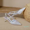 Dress Shoes Summer Silver High Heels Ankle Buckle Pumps Elegant Wedding Women Sandals