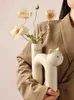 Vasos criativo vaso de flor cerâmica bonito tubular kawaii gato vaso sala casa decoração arte ornamento presente vaso frete grátis yq240117