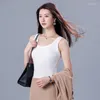 Women's Tanks Ladies Tank Top Knit Rib Wide Shoulder Band 92%Viscose 8%Elanstane Fashion Sport For Women