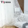 フランスの白い刺繍の羽毛カーテンベッドルームリビングルームのバルコニー窓透明なチュールドレープ240116のためのチュールカーテン