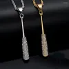 Collares colgantes Hip Hop Bling Iced Out Colgantes de bate de béisbol de acero inoxidable sólido para hombres Joyería de rapero Color dorado y plateado