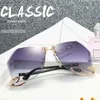 Nya oregelbundna fälgfria solglasögon Kvinnor Brand Designer Alloy Frame Overize Gradient Sun Glasses Fashion Female Clear Shades 230920