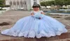 Light Sky Blue Lace Flower Girl Dresses Long Sleeves For Wedding Appliqued Ball Gown Toddler Pageant Gowns Tulle Custom Made First2000674