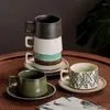 Canecas Japonês Retro Simples Cerâmica Xícara de Café e Pires Conjunto Criativo Água Matte Esmalte Leite Chá da Tarde