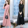 Spring Autumn Maxi Dresses Fashion Female Vintage Full Sleeve Solid Aline Casual Chiffon Dres Long Muslim Dress 240117