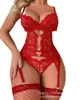 Coeur décor dentelle jarretière Bustier ensemble femmes Sexy sous-vêtements Lingerie vêtements costume Sissy mode décontracté été printemps 240117