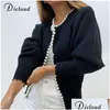 Women'S Sweaters Dicloud Elegant Pear Buttons Black Cardigans Women Autumn Winter Oversize Long Sleeve Fashion Ladies Knitted Jacket Dh1Gf