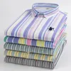 Polo Polo koszule dla mężczyzn w 100%z bawełny Oxford w paski Slim Fit Formal Plain Shirt Tops Ubrania biznesowe 240117