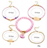 Pulseras con dijes Estilos mixtos Pulseras multicapa Brazaletes Joyería de cuentas de piedra natural Cangrejo Tortuga Boho Borla Brazaletes de cristal Joyería Femela