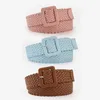Belts PU Leather Knitted Pin Buckle Women Belt Woven Canvas Webbing Strap Expandable Braided Stretch For Jeans