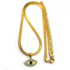 Pendant Necklaces Vintage Turkish Evil Blue Eye Lucky Necklace For Women Stsinless Steel Gold Color Clavicle Chain Luxury Jewelry NGPS04