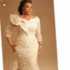 Asoebi Styles Mermaid Prom Formal Dresses Plus Size African Nigerial Lengeve 3D Floral Lace Occise Evening Gown240Q