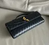 New Real Leather Long Clutch Andiamo With Handle Intrecciato Craftsmanship Cow Leather Women Shoulder Bags Purses And Handbags Famous Brand Designer Evening Bag