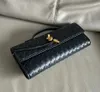 Neue lange Clutch aus echtem Leder von Andiamo mit Griff, Intrecciato-Handwerkskunst, Rindsleder, Damen-Umhängetaschen, Geldbörsen und Handtaschen, berühmte Marken-Designer-Abendtasche