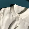 Chemisiers pour femmes classiques lettres Jacquard chemisier pour femmes soie col rabattu simple boutonnage chemise décontractée