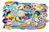 50 pzSet Cartoon Cute UFO Sticker Pack Cancelleria Chitarra Adesivo Piccolo Fresco Dipinto A Mano Celeste Pianeta Valigia Adesivi7629309