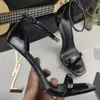Sandálias de designer s salto alto mulheres dedo do pé aberto salto stiletto clássico letras de metal sandália moda estilista sapatos com saco de poeira