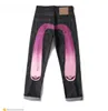 Męskie dżinsy Designer Duże luźne dżinsy haftowane wysokiej talii proste rurka szerokie nogi spodnie długie krawędź rozmiar ulicy 28-40