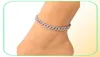 Mode Womens Anklets Armband Iced Out Cuban Link Chain Anklet Armband Gold Silver Pink Diamond Hip Hop Jewelry2276083