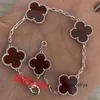 Van Clover Armband High-version Lucky Flower Double-Sided Armband 18K Rose Gold Red Chalcedony Titanium Steel Van House Four-Leaf Five-Flo