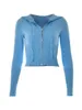 Dames Y2K cropped hoodie-trui met rits, casual gebreid sweatshirt met trekkoord, jas 240117