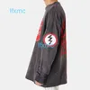 Saint Michael Red Road Sign Washed Old Long Sleeved Yu Wenle Same Style Sweater Coat Men's and Women's Trendy Brand Wpjq