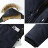 Casual Men Winter Parkha polar w podszewce grube z kapturem futra płaszcz kołnierzyka męska rozmiar luksusu 5xl trening czarny 240117