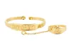 Pulseira e anel banhado a ouro 24K com letras esculpidas na moda My Baby Pulseira para bebês e crianças 92102651404849