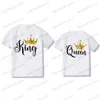 T-shirt da uomo King Queen Behind Stampa Coppie Tee Shirt Lover Estate Harajuku T-shirt da donna Corona Stampa Coppia vestiti Donna Uomo Top T240117