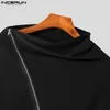 Mode Men Cloak Coats Solid Color Turtleneck Zipper Oregelbundna Ponchos Streetwear Casual Men Long Trench S-5XL Incerun 240117