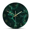 Wall Clocks Marble Pattern Green Nordic Clock Living Room Decorative Minimalist Art Home Decor Creative Round Print