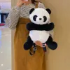 Zaini Borsa a tracolla per animali di peluche panda Zaino per bambini in pelliccia sintetica cartone animato Tracolla regolabile per bambini Zaino carino per asilo