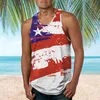 Men's Tank Tops Spring Men O Printed Blouse Beach Sleeveless Casual Flag Neck Summer T Shirt V