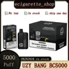 Original Uzy Bang BC5000 Puff Disposable E Cigarett Puff 5K Vape Pen 650mAh Uppladdningsbart batteri 12 ml 0% 2% 3% 5% BANG BC 5000 12Flaovrs In Stock Puff 5000