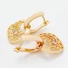 Pendientes colgantes de moda 585 cuadrado dorado rosa brillante para mujer, fiesta creativa, joyería fina de moda, patrón de estrella larga hueca tallada