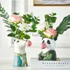 Vazen Moderne Dierenkop Handgeschilderde Vaas Giraffe Zebra Beer Panda Hars Succulente Bloempot Planten Mand Plantenvazen Nieuw YQ240117