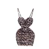 Casual Dresses Summer Retro Leopard Printed Backless Pleated Mini Dress Fashion Sexy Club Elegant Party Women Wrap Hip Short Slip Y2k