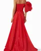 Элегантные длинные красные вечерние платья из тафты с рюшами Русалка без бретелек на молнии сзади с скользящим шлейфом Платье для выпускного вечера Вечерние платья для женщин