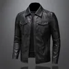 Mäns motorcykel läderjacka stor storlek Pocket Black Zipper Lapel Slim Fit Male Spring and Autumn High Quality Pu Coat M-5XL 240116