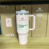 Großhandel 40 Unzen isolierter Tasse mit Stroh Edelstahl Griff Eiscreme Tasse Autokalte montiert