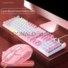 Keyboards Pink Keyboard and Mouse Set 2 in 1 Combos Wired 104 Keys Pink Keyboard with LED Backlit and 1600DPI Mouse with RGB Backlit J240117